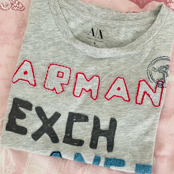 Women's Armani Exchange NYC Multicoloured Diamante Logo T-Shirt Size S - Picture 4 of 8